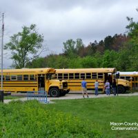 school busses lined up at Rock Springs Nature Center
